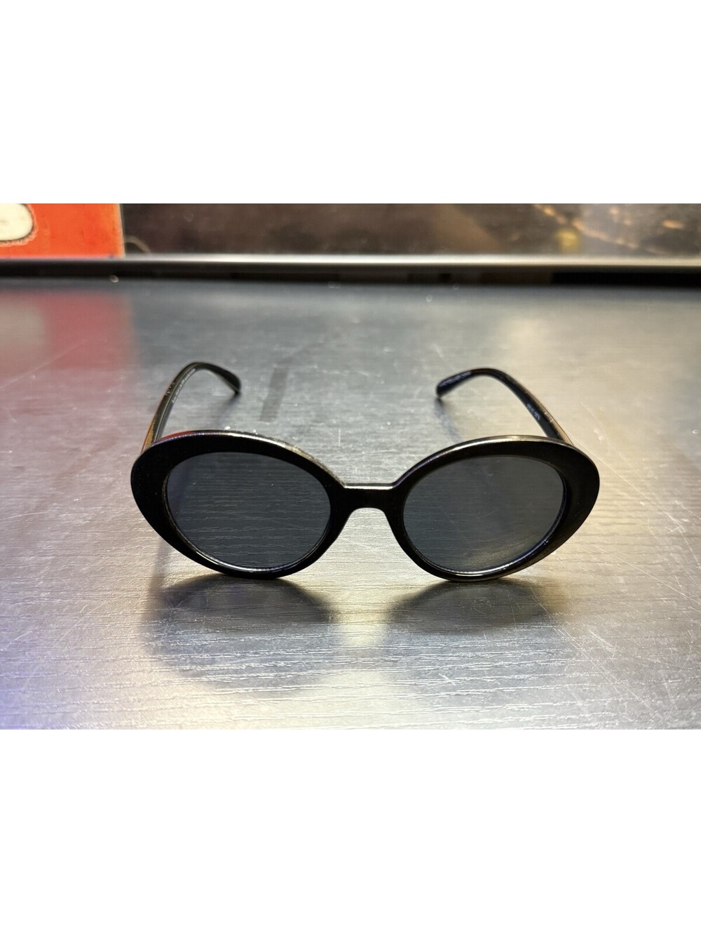Womens Black Oval Sunglasses Retro 90s Style 50% Recycled Plastic Frame